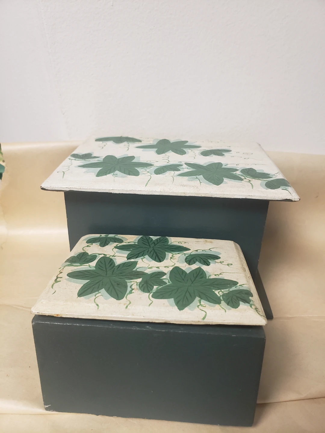Set of Two Painted Wooden Storage Boxes