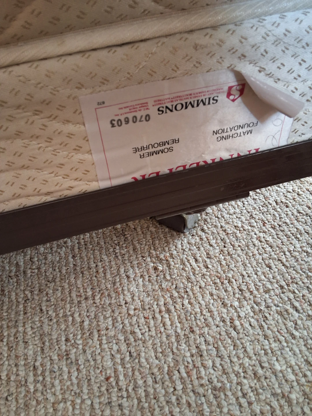 Box spring queen size bed and 2 mattresses