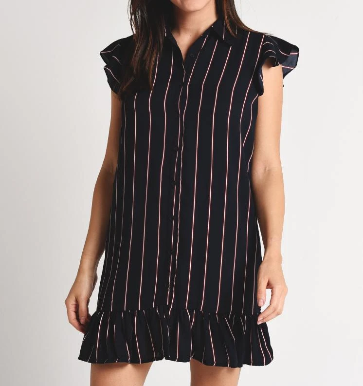 BB Dakota American Pie Striped Ruffle Dress