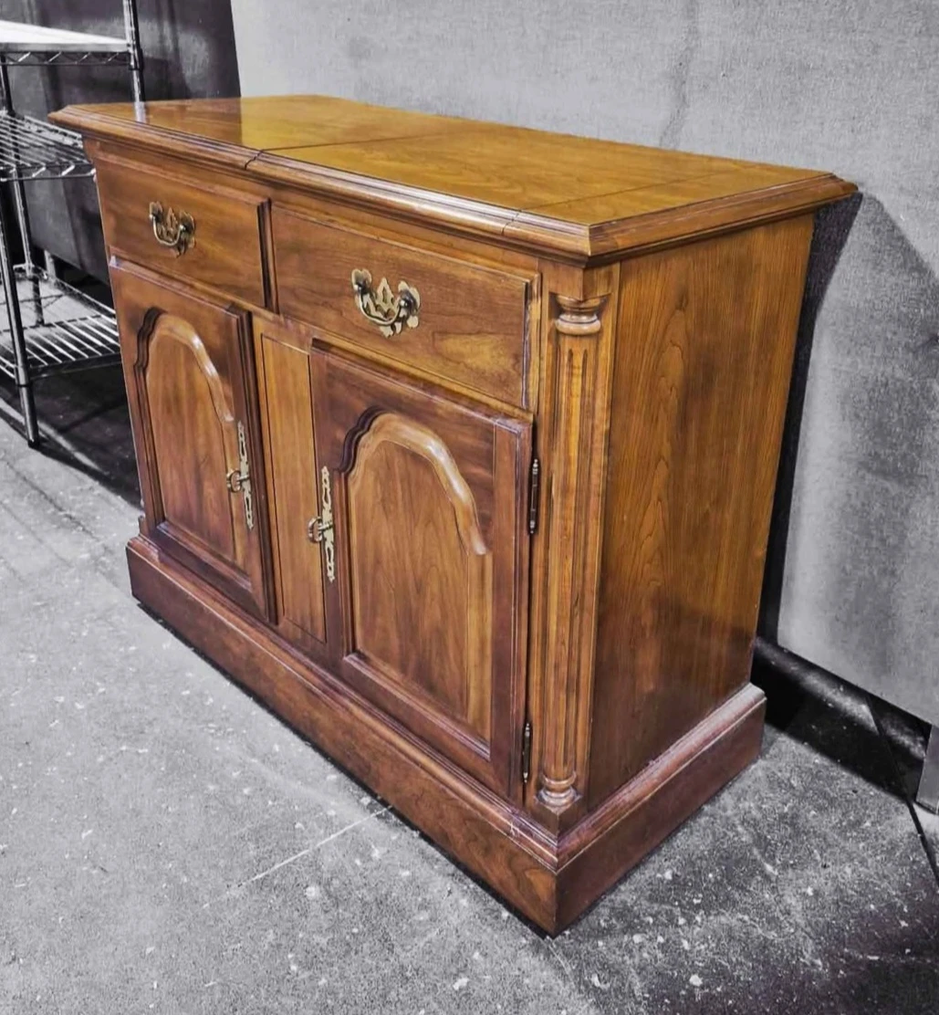 Vintage Solid Walnut Kitchen Island Server On Caster Wheels - photo 5