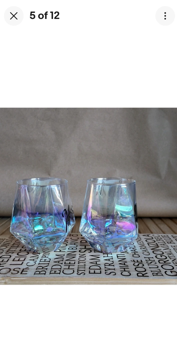 Mr. & Mrs. Diamond Cut Tumbler Glasses - photo 5