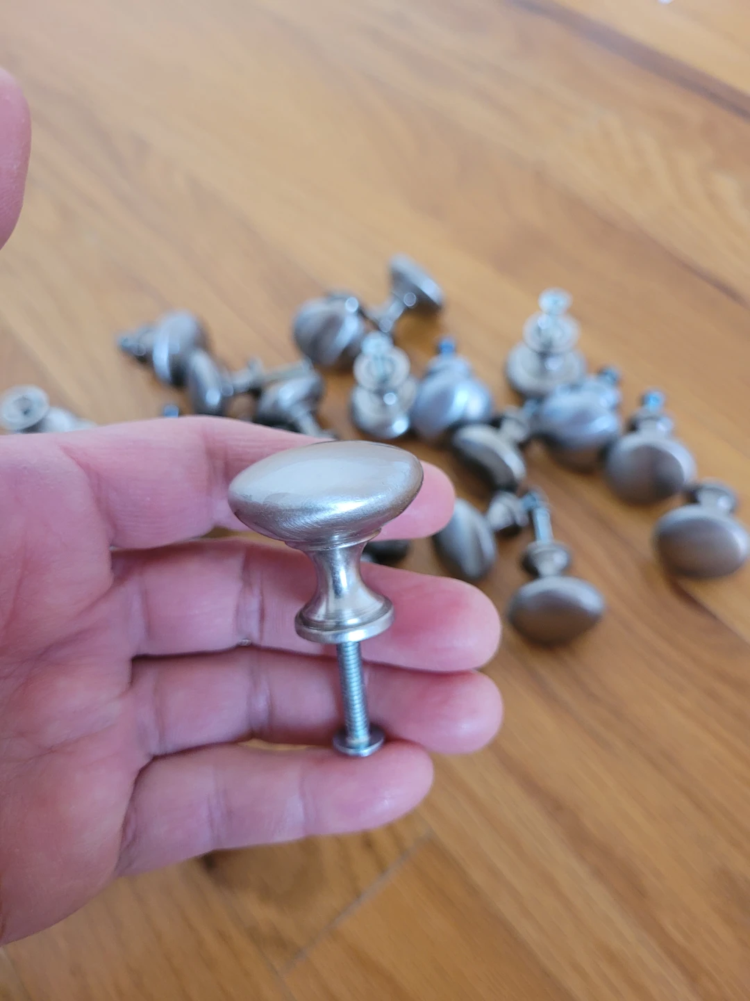 36 Satin Nickel Cabinet Door Round Knobs Like-New or Good Cond