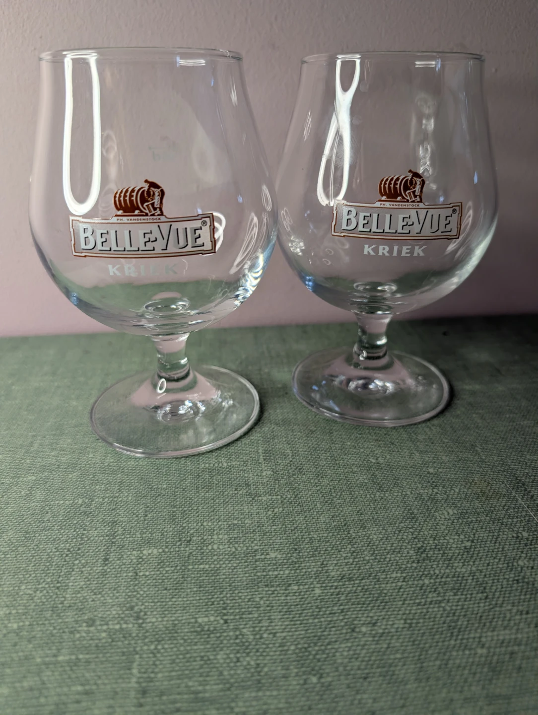 2 Belle-Vue Kriek Beer Glasses