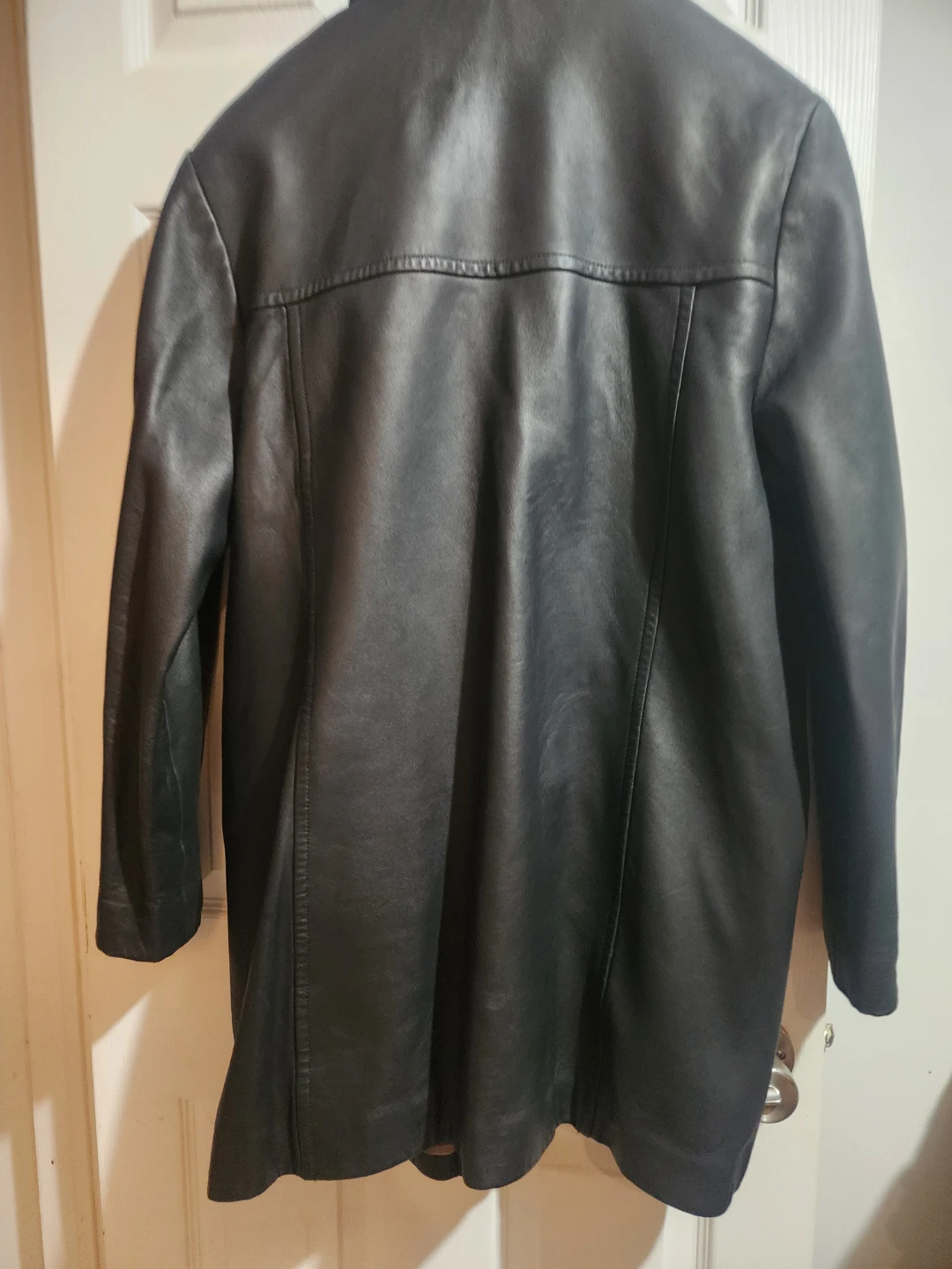 Black Soft Leather Mid-Length Jacket - photo 2