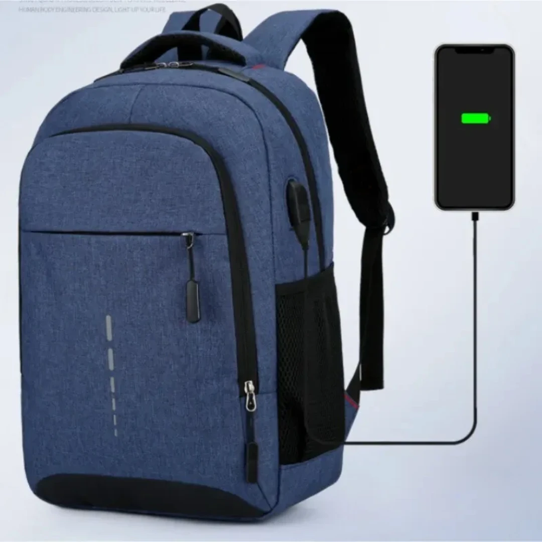 Blue USB Charging Laptop Backpack - photo 3