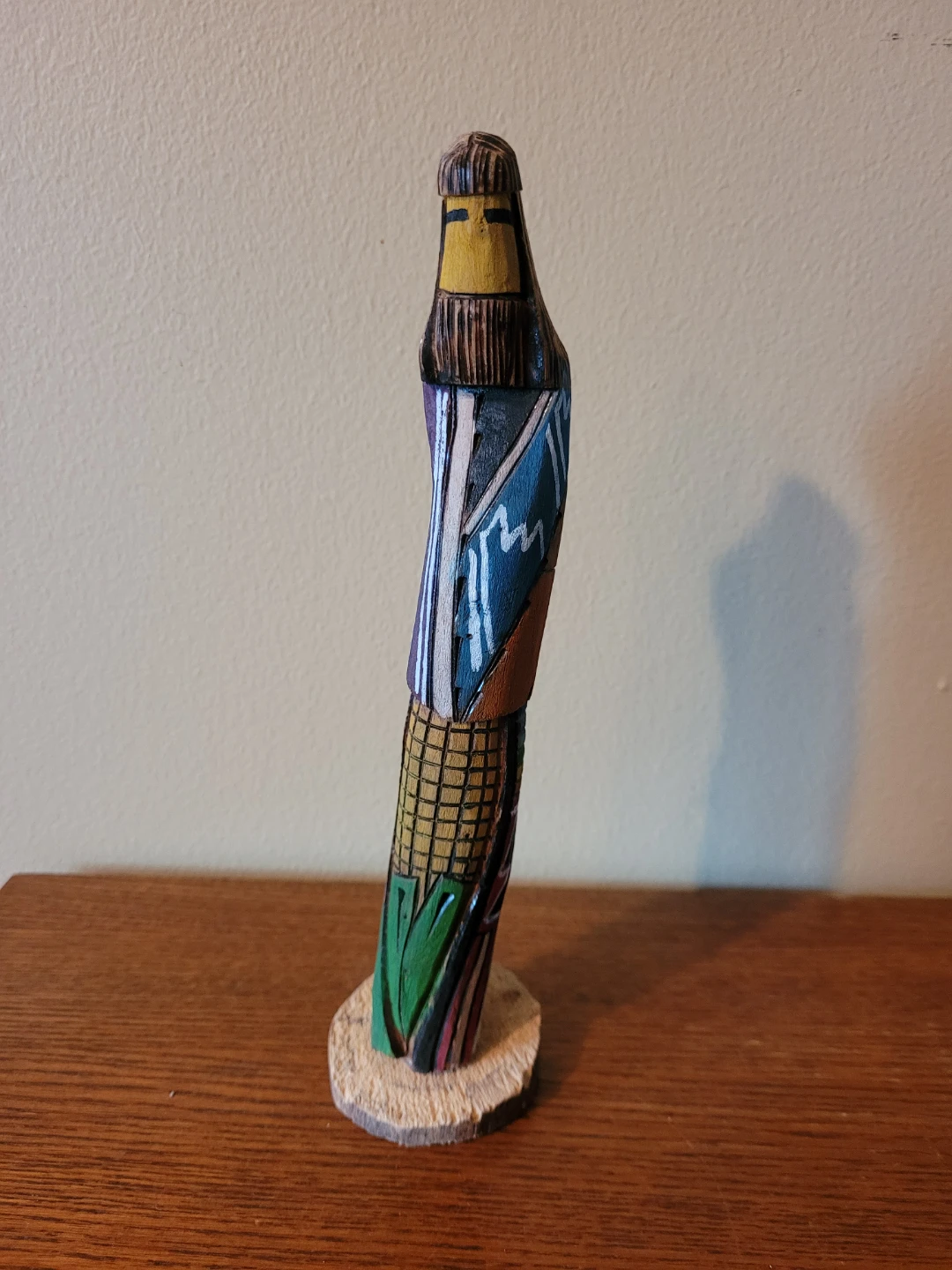 8.5" Hand Carved Wooden Kachina Doll - Corn (Yellow)