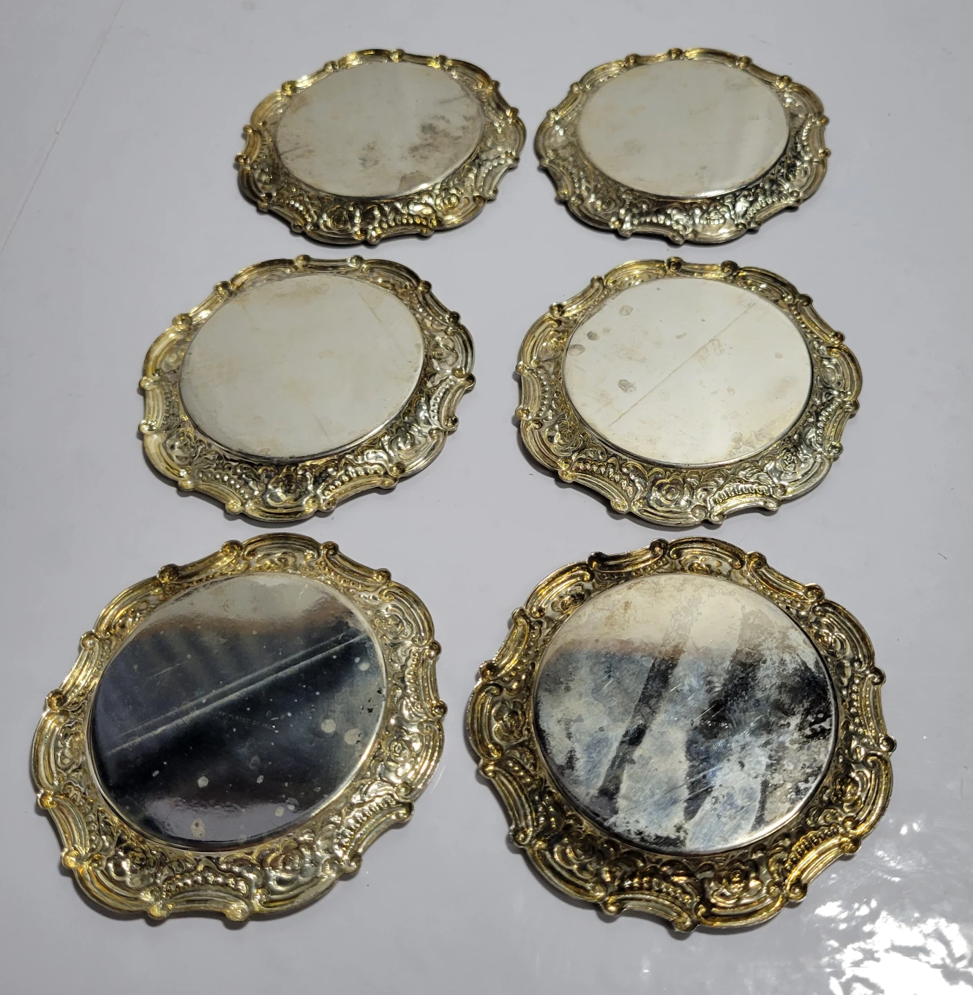 Set of 6 Vintage Silver Plated Coasters - photo 5