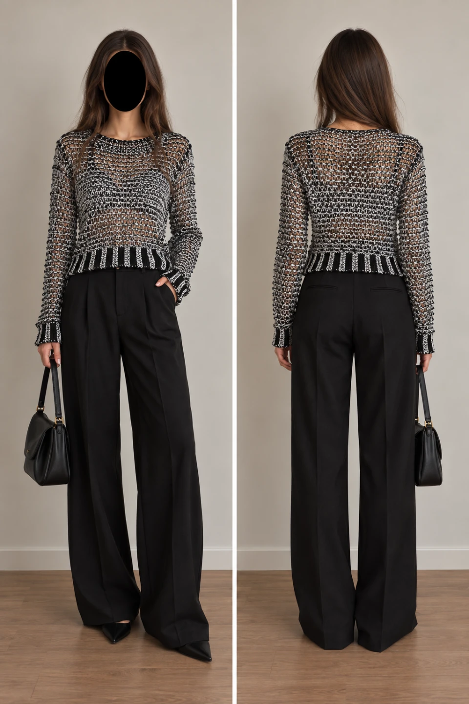 Size M Missa Black and White Knit Sweater