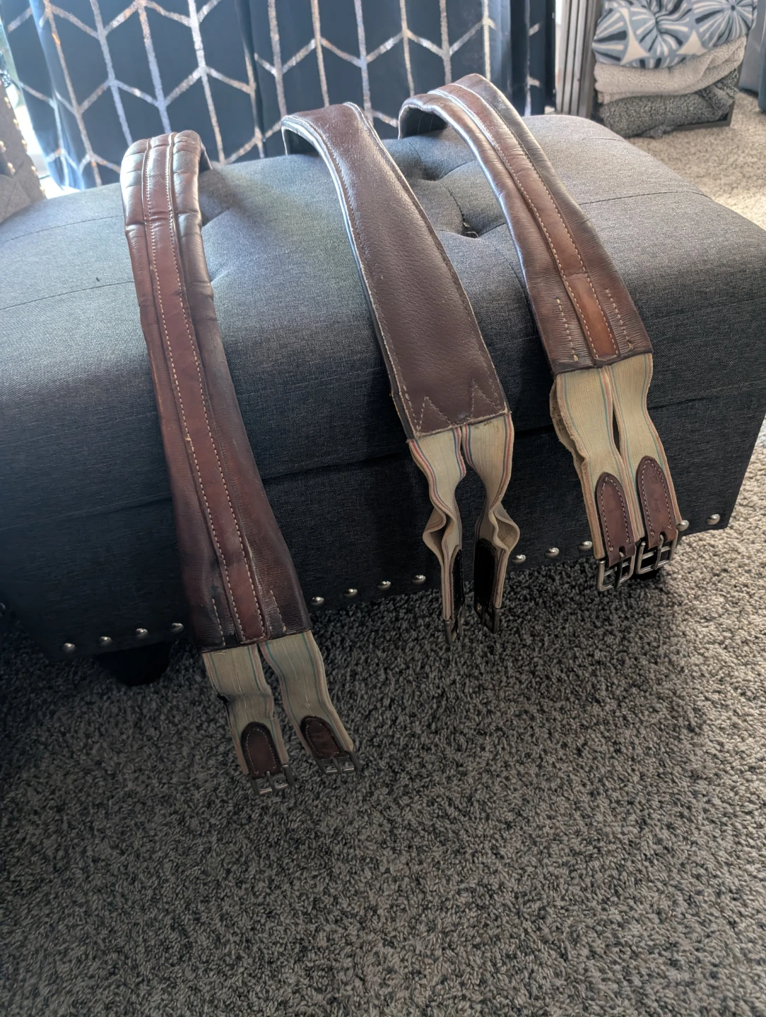 Leather Horse Girths and Breastplate set - photo 2