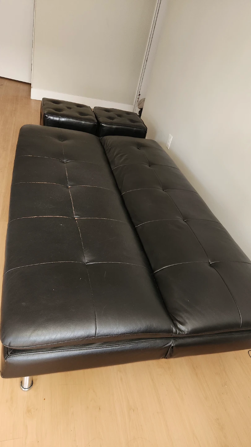 Black Futon with two small  ottomans OBO - photo 5