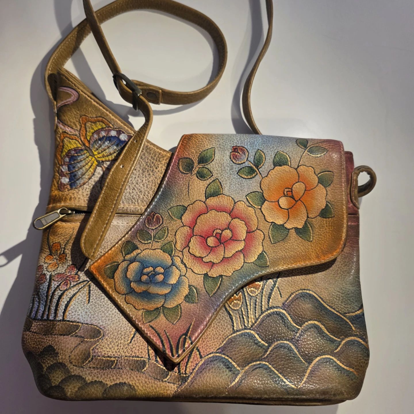 Anuschka Hand-Painted Genuine Leather Crossbody Bag