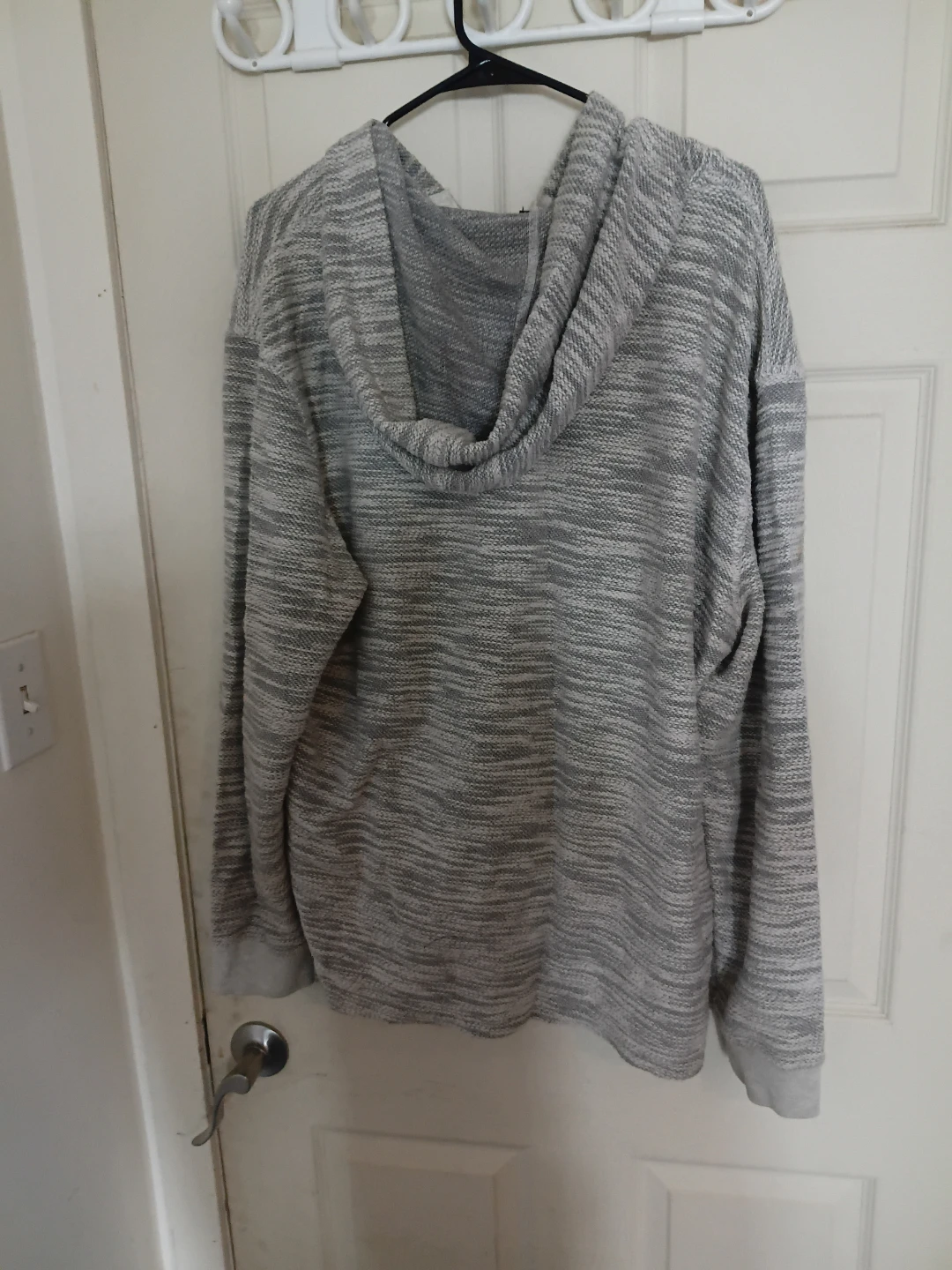 Grey Marled Button-Up Hoodie