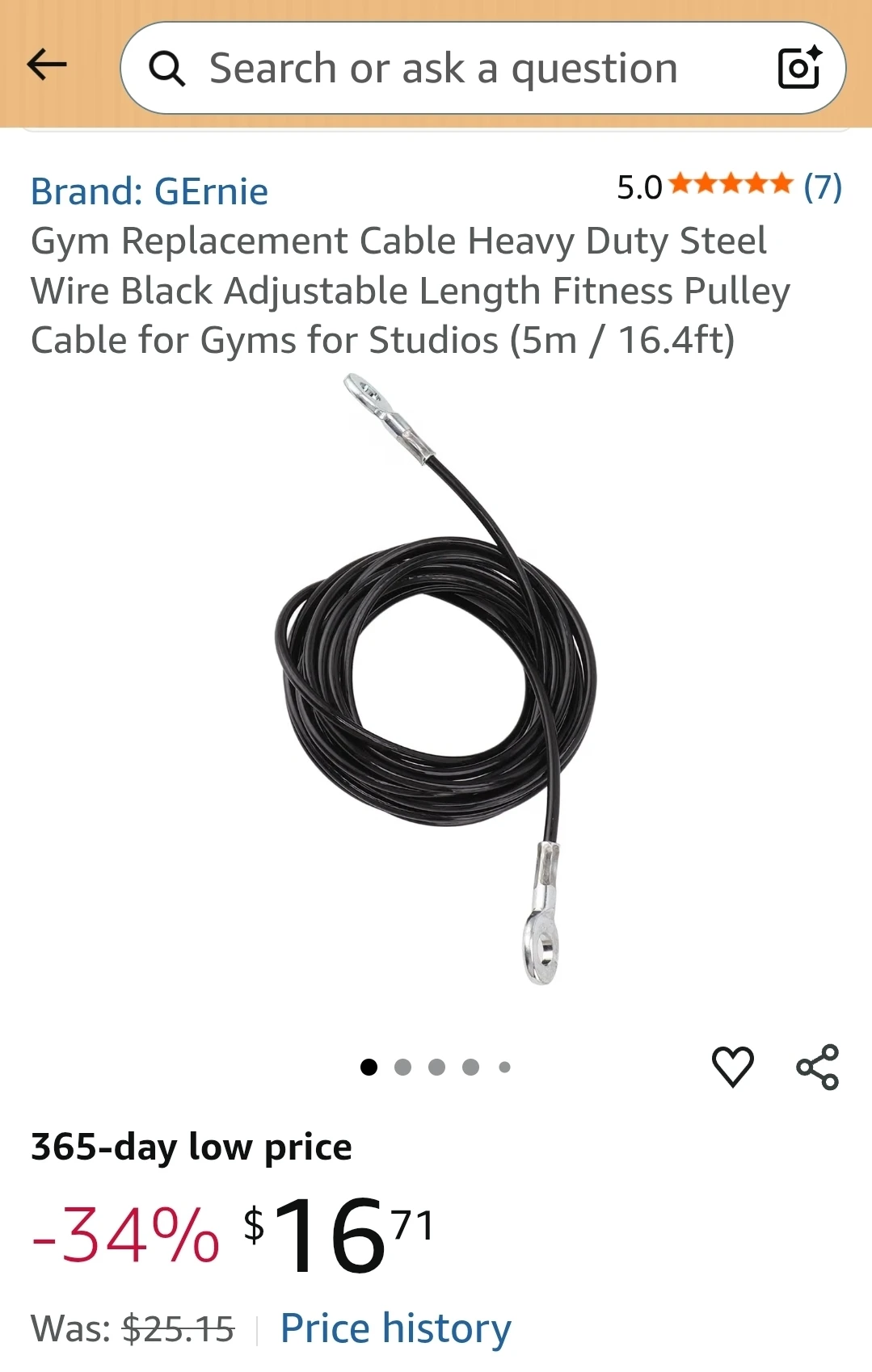 GErnie Gym Replacement Cable 5m