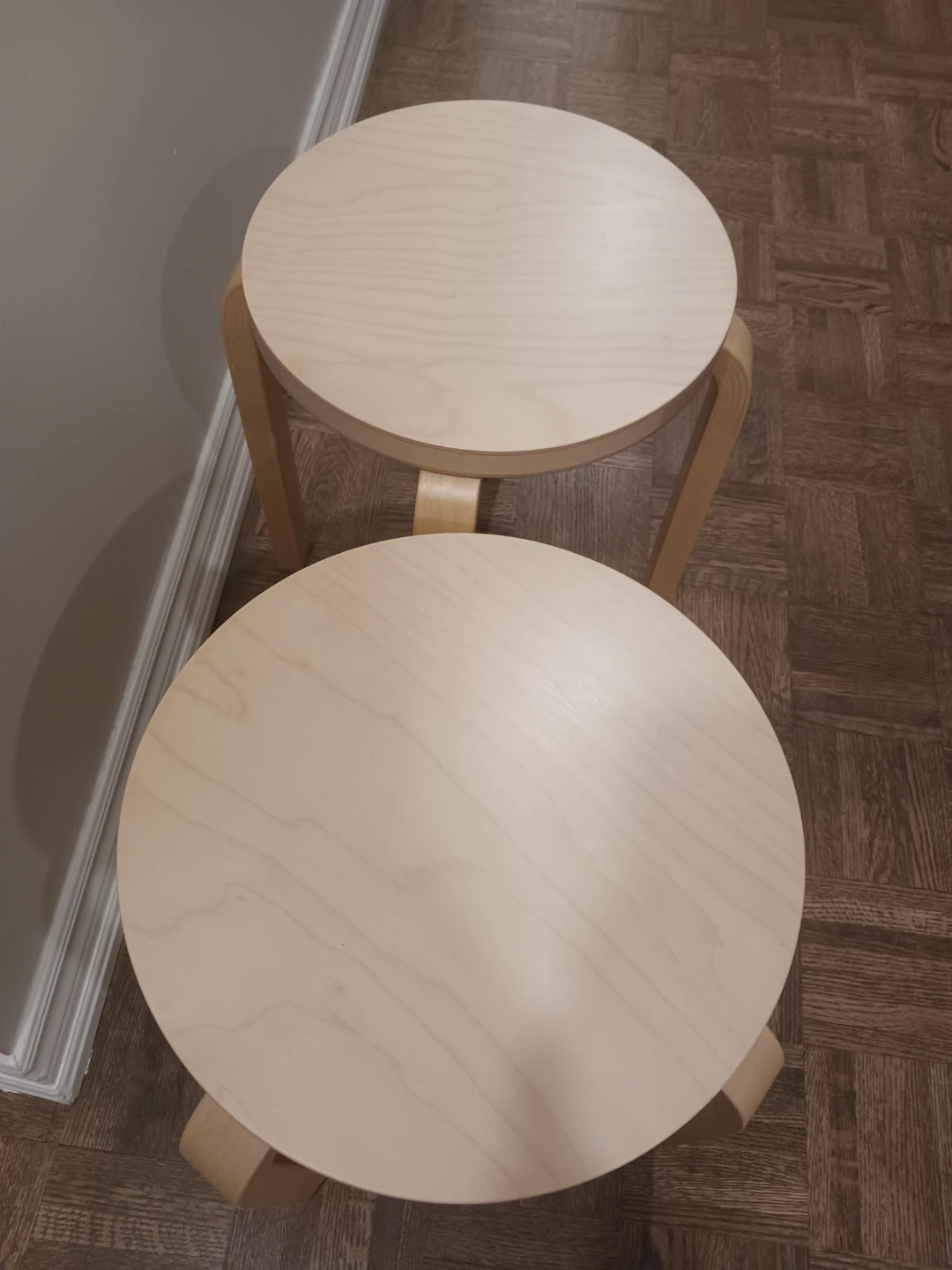 Pair of Artek aalto e60 stools