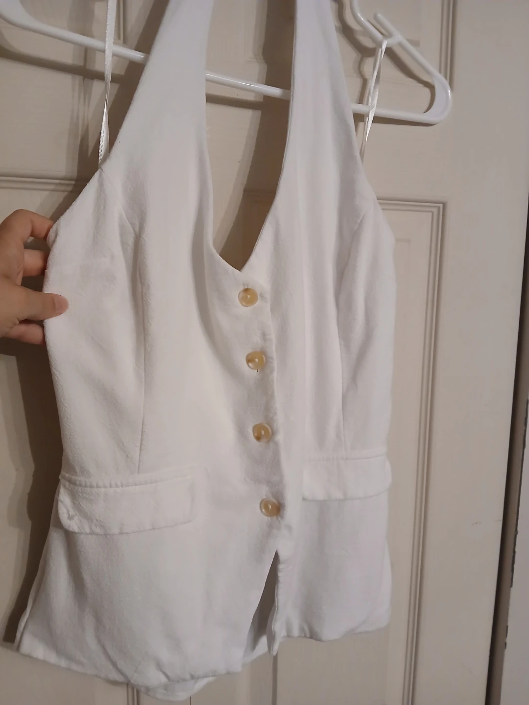 MONTEAU LOS ANGELES white halter button vest size M - photo 3