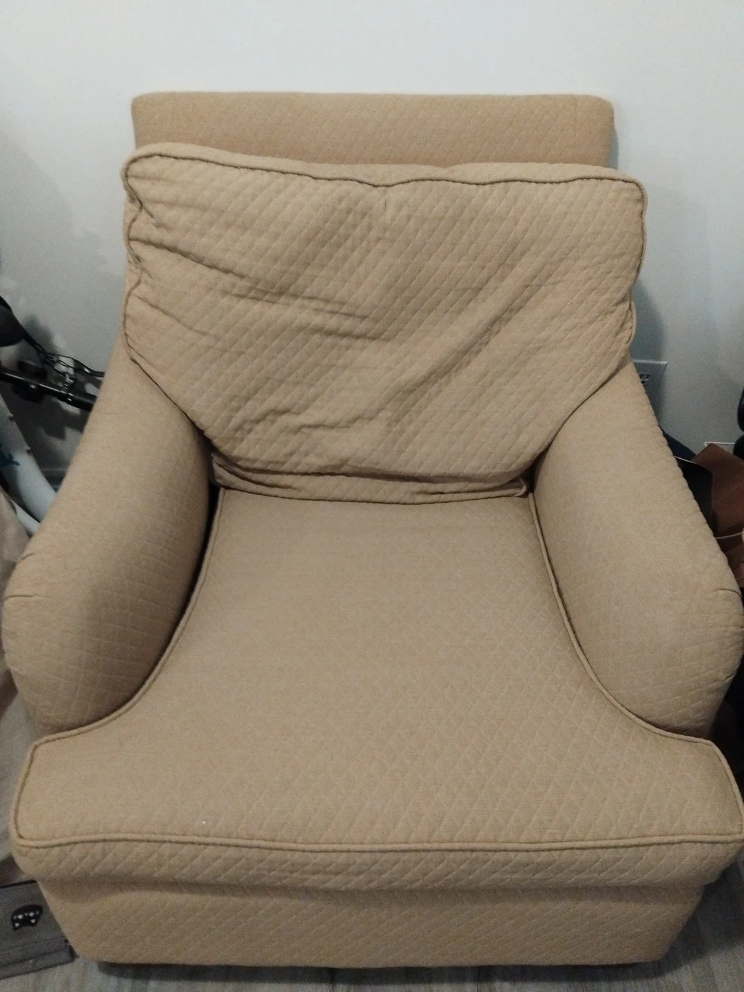 Beige Quilted Accent Chair