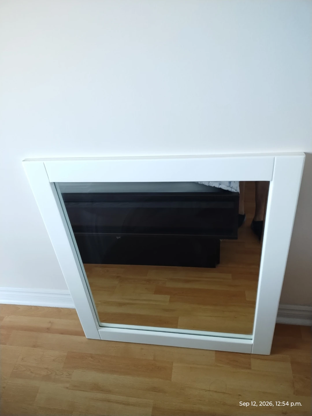 White Framed Wall Mirror – Approx. 24" × 18" - photo 3