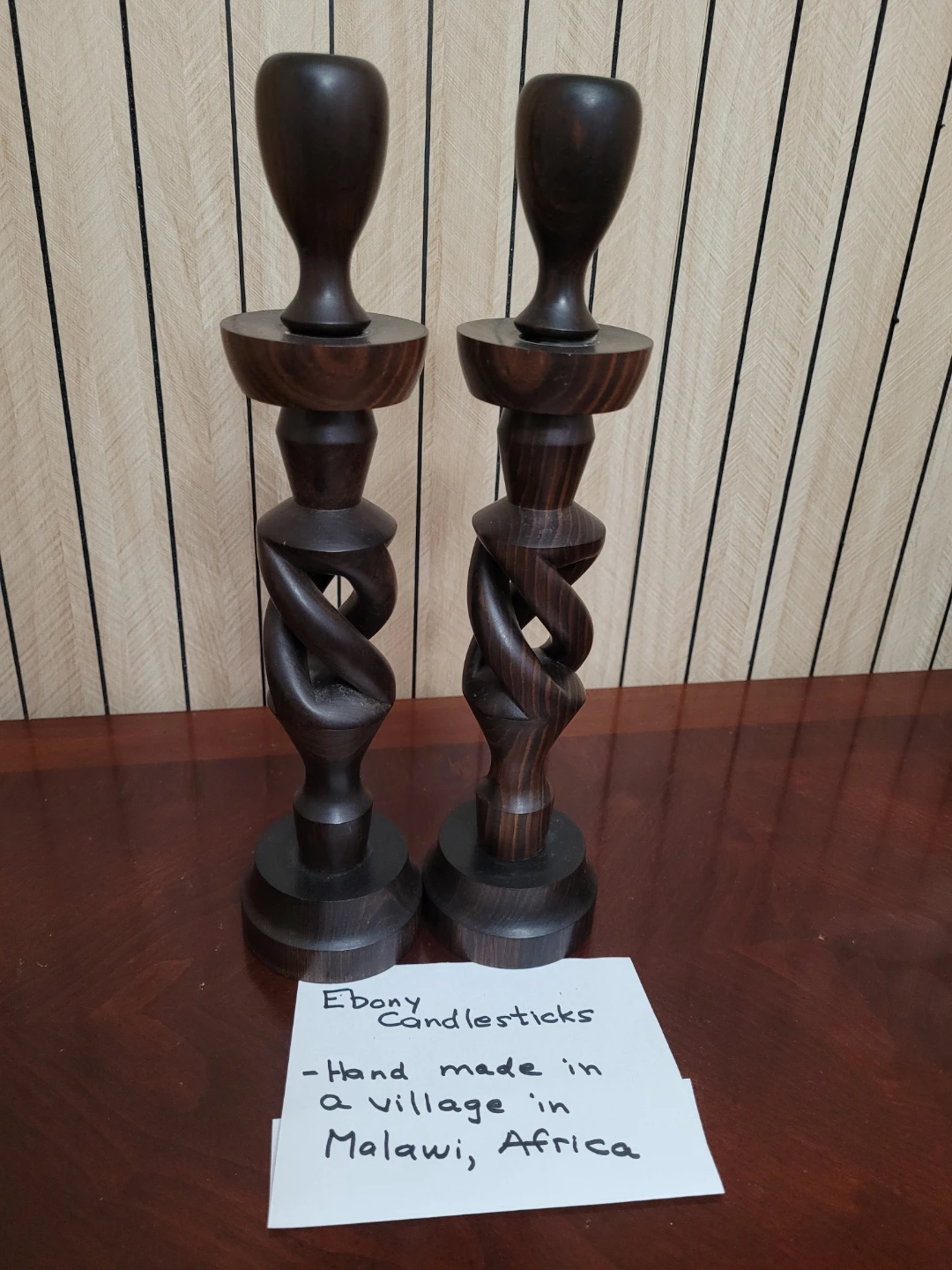 Handmade Ebony Wood Candlesticks