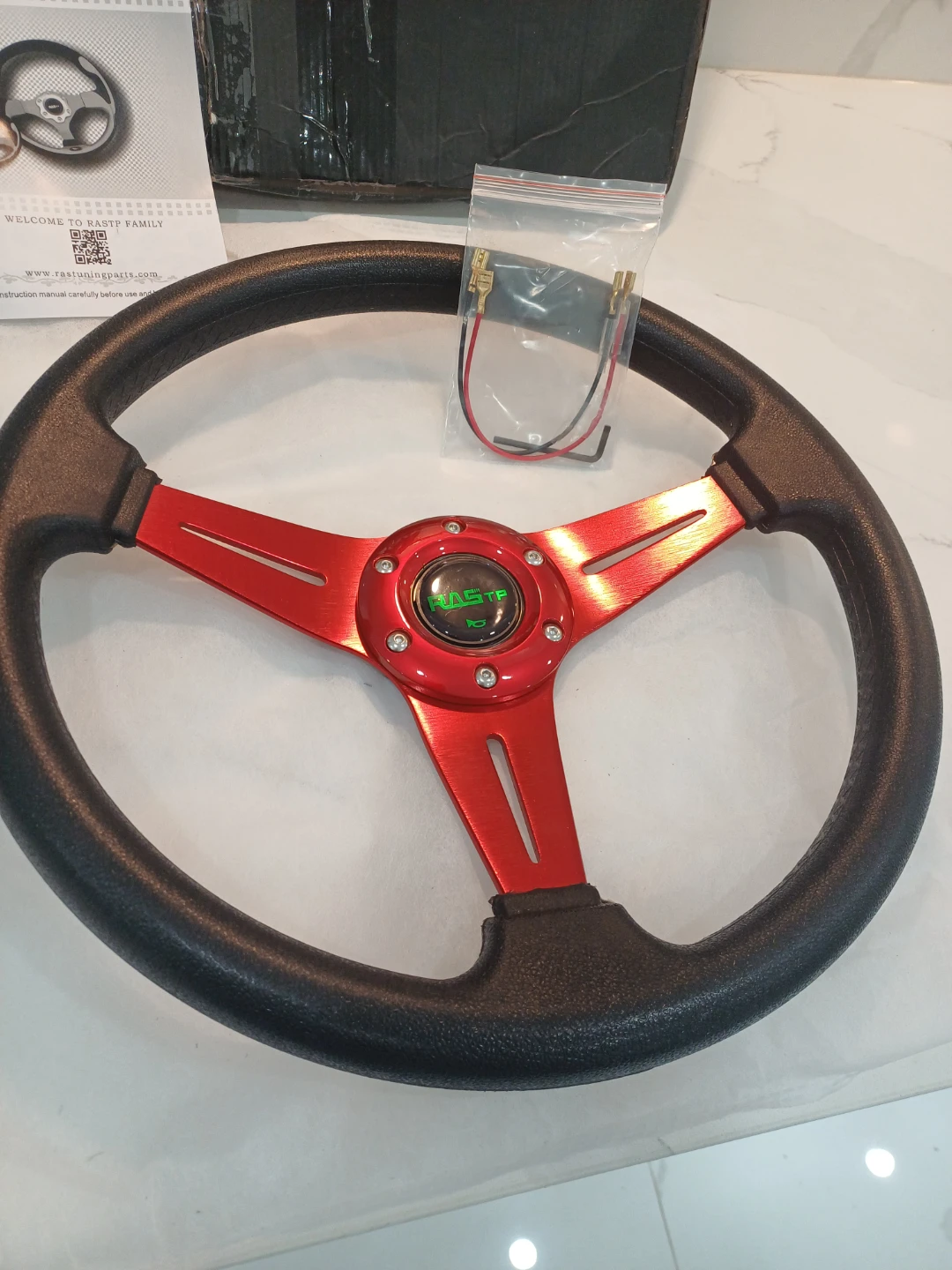 RASTP 13.8 Inch Steering Wheel - Red - photo 4