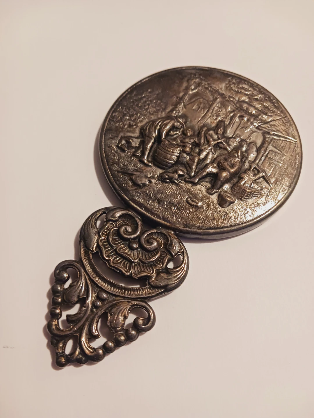 Gorgeous Vintage Ornate Danish Hand-held Mirror