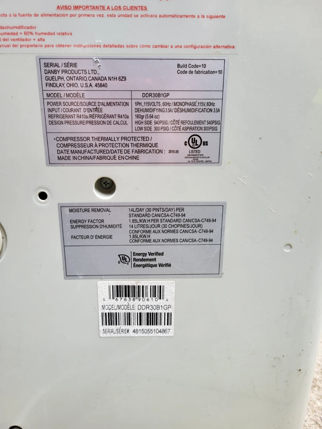 Danby Premiere 30-Pint Dehumidifier - photo 2