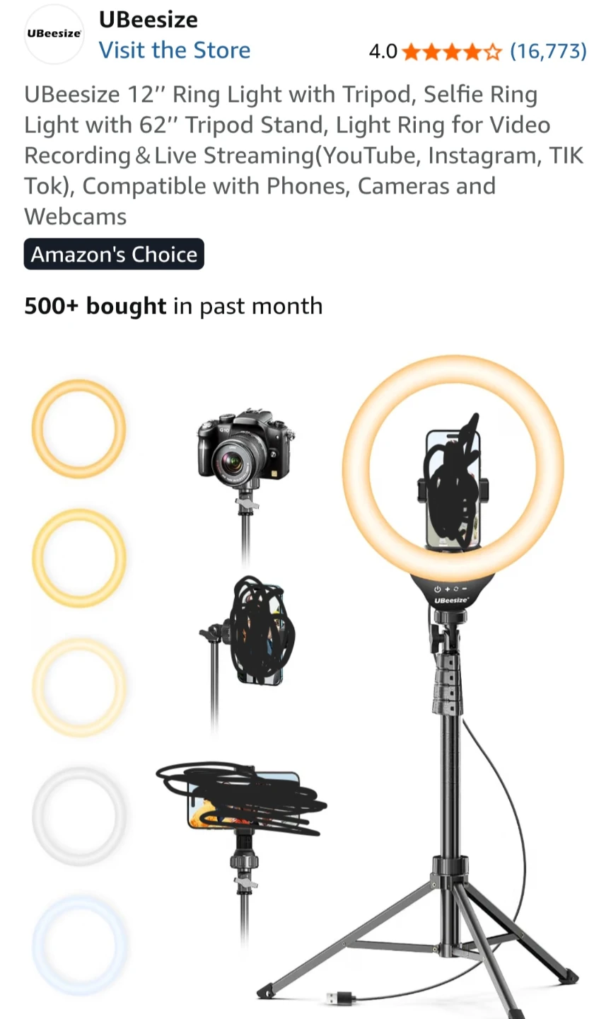 Ubeesize ringlight with tripod