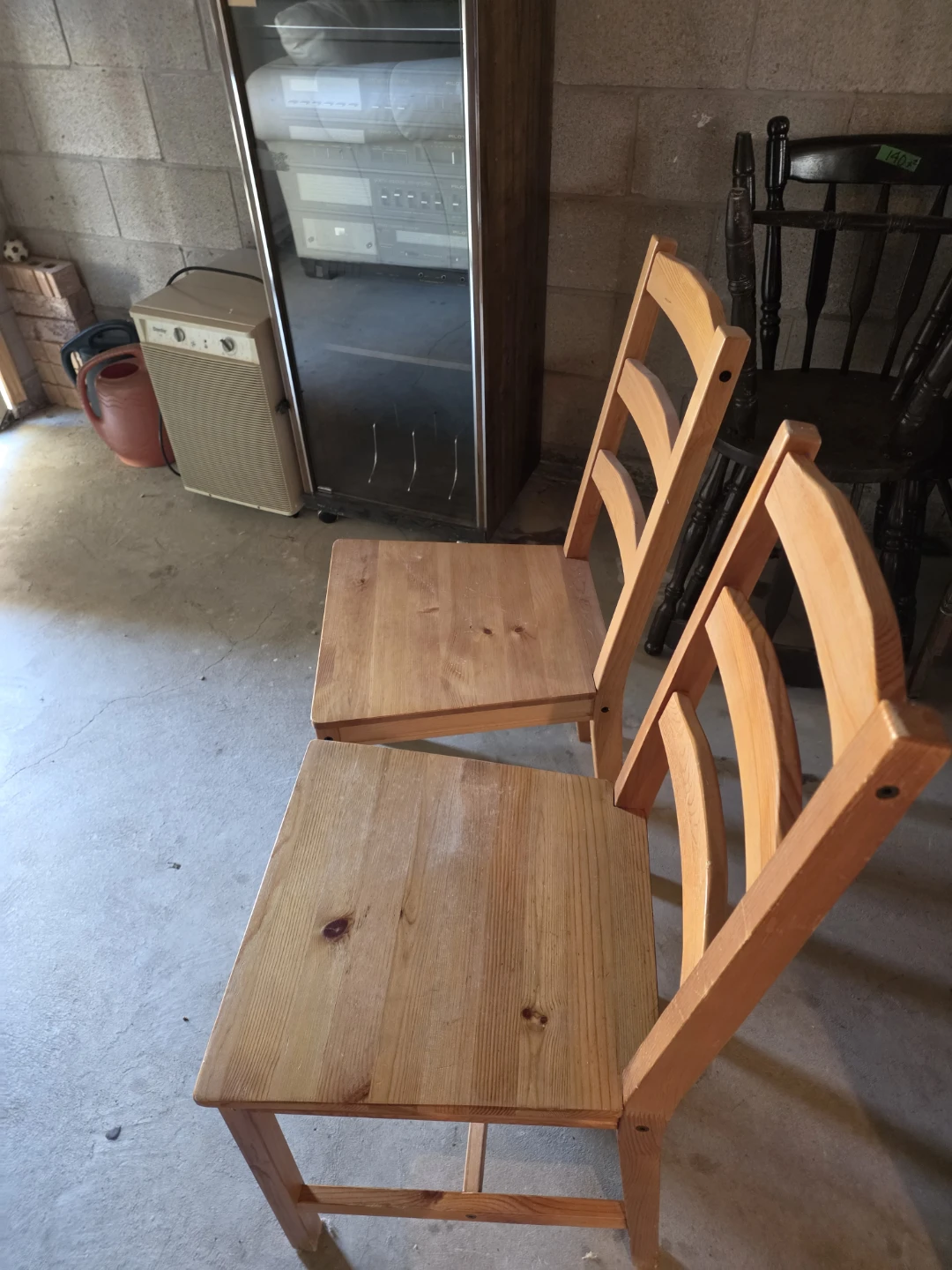 Two Pine Wood Dining Chairs - photo 2