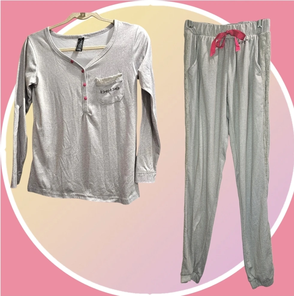 Bebe Henley Top, Matching Joggers w Side Lace Accent  & Pockets - photo 5
