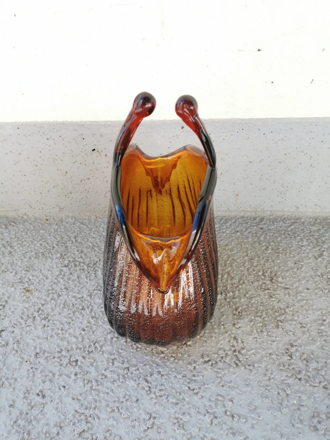 Vintage Art Glass Purse Vase Handblown Handbag Decor 9" - photo 2