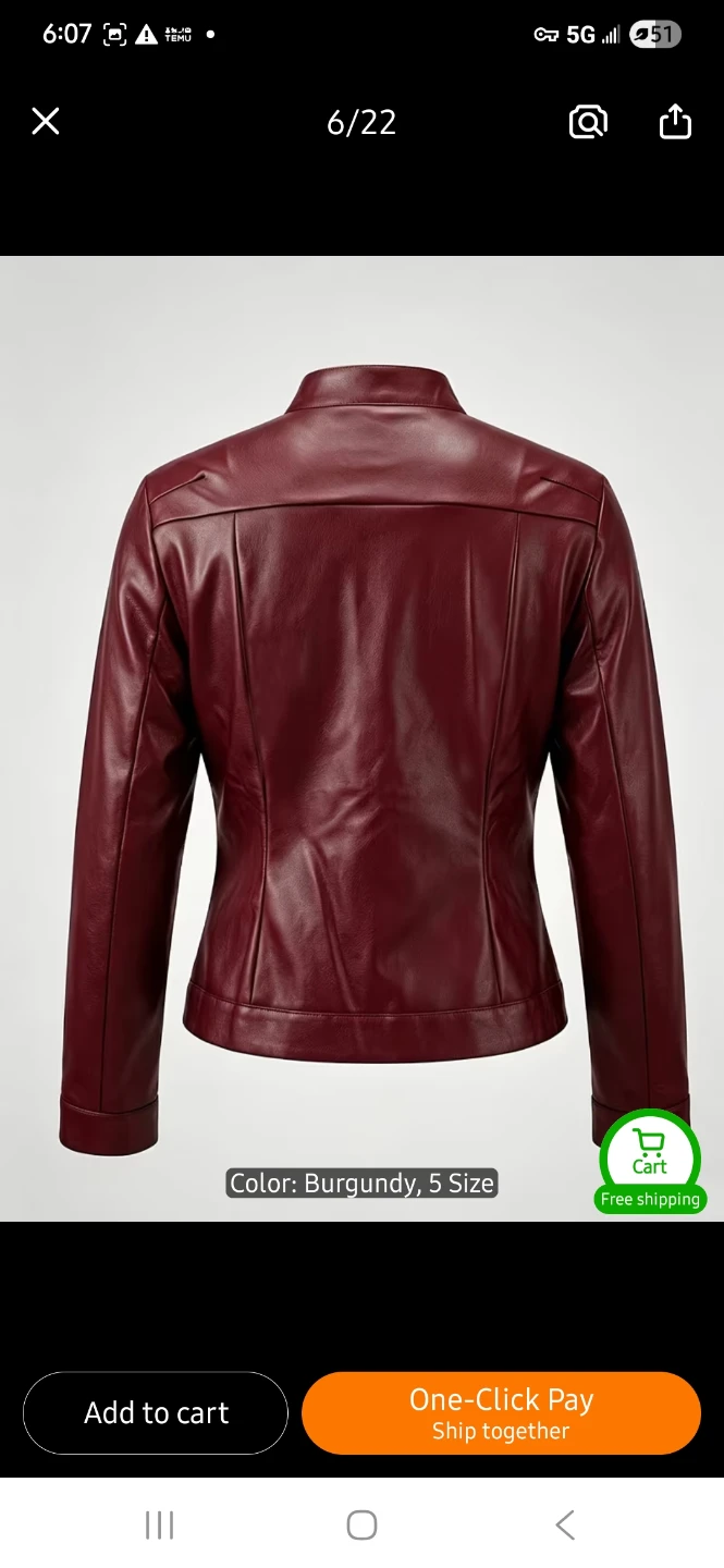 NEW (M) Burgundy Faux Leather Jacket - photo 2