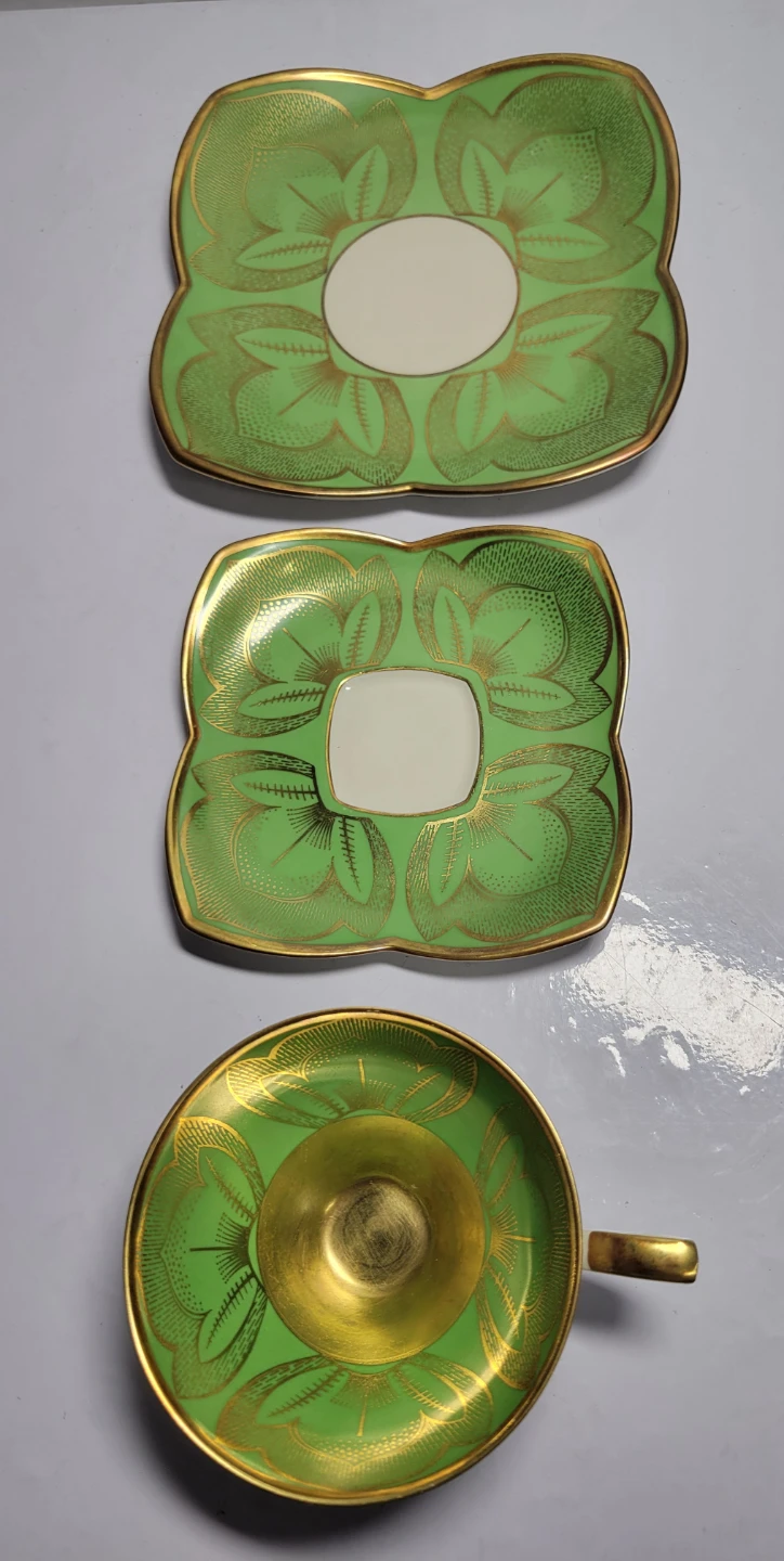 Vintage Green and Gold Teacup Set - photo 2