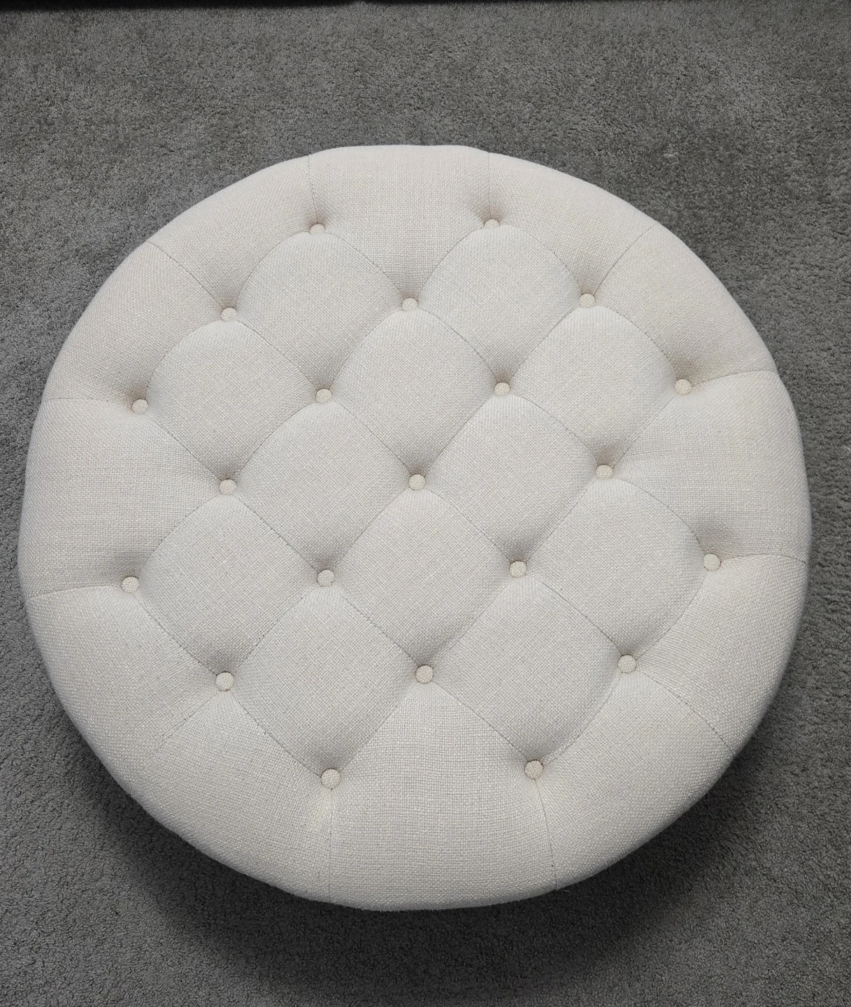Tufted Round Fabric Ottoman - photo 3
