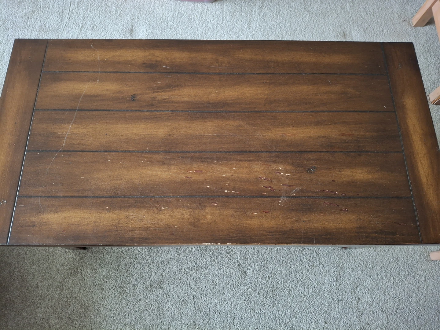 Rich Dark brown wood coffee table with lower shelf