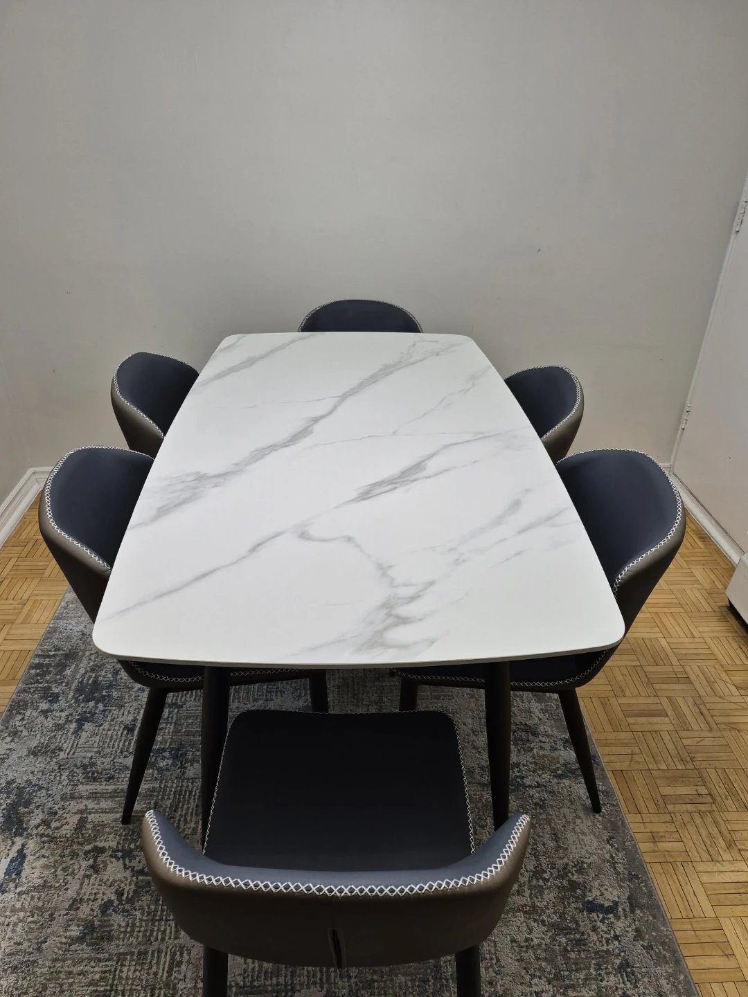 Marble Top Dining Table with 6 Chairs