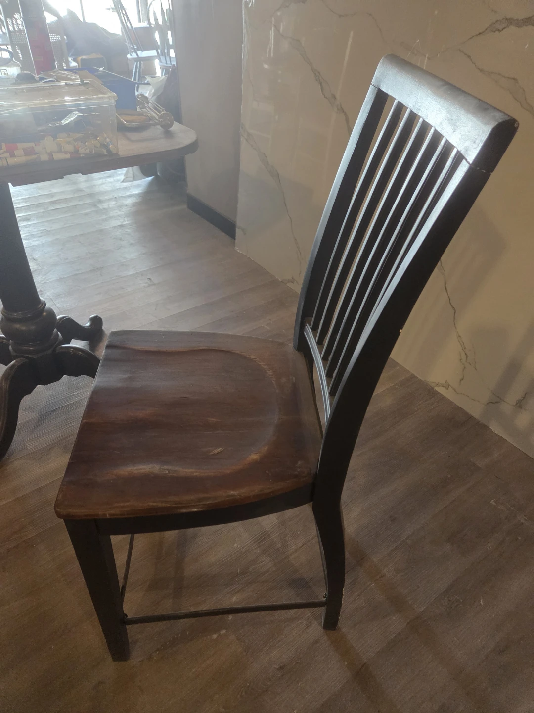 Wooden dining chair with black frame - photo 3