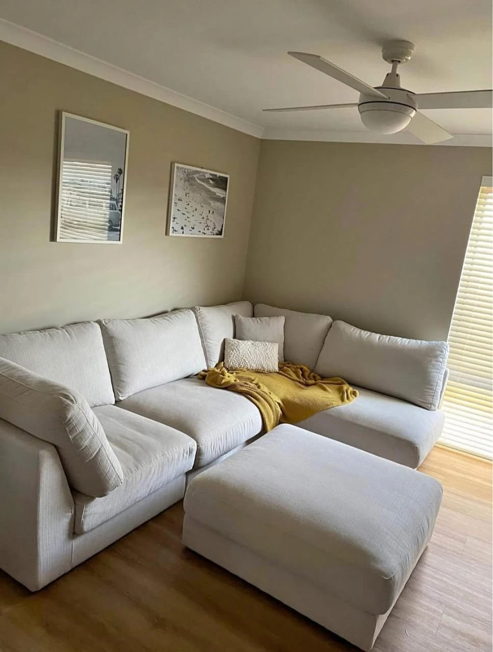 Beige Corner Lounge with Ottoman – 3m x 3m