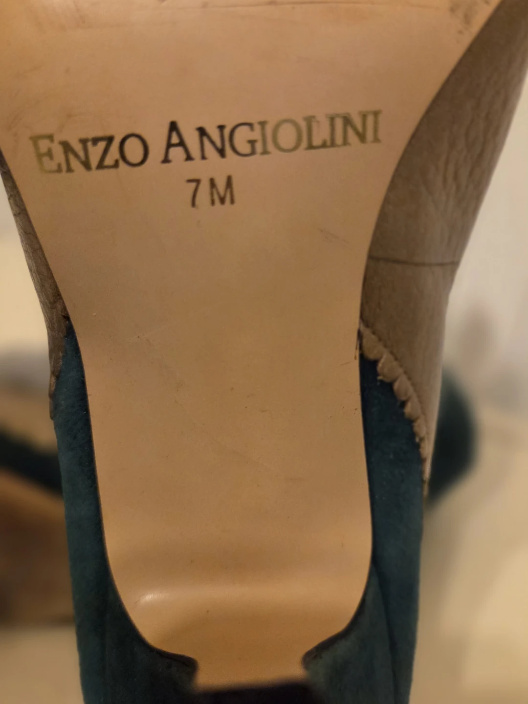 Enzo Angiolini Teal Suede and Gold Heels - photo 4