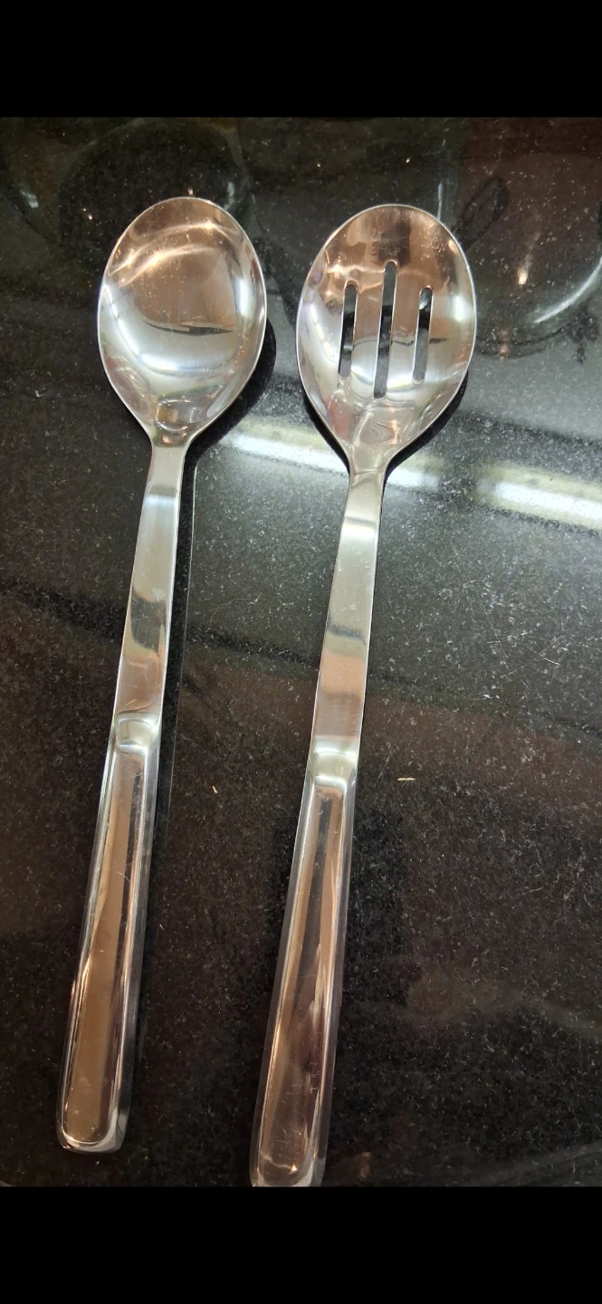 Set of Two Stainless Steel Serving Spoons