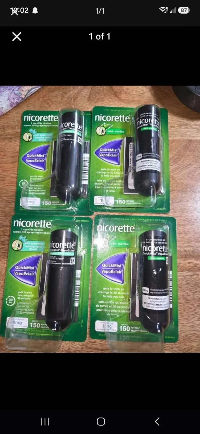 4 Nicorette QuickMist VapoEclair Mint Sprays