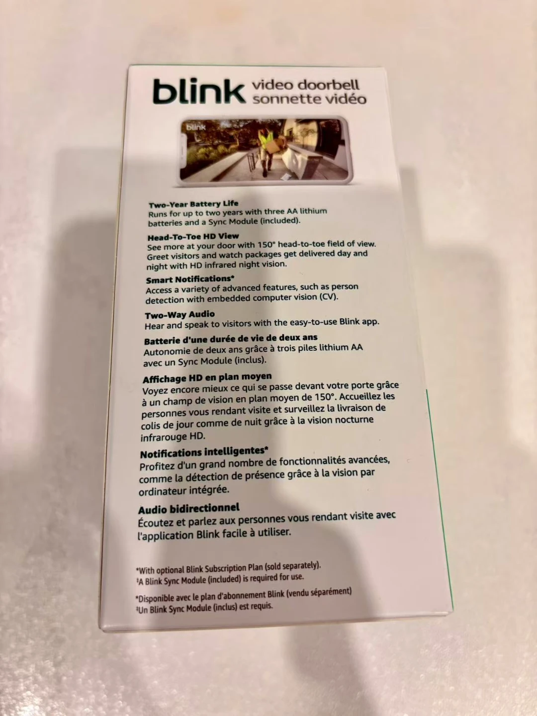 Blink Video Doorbell with Sync Module White - photo 3