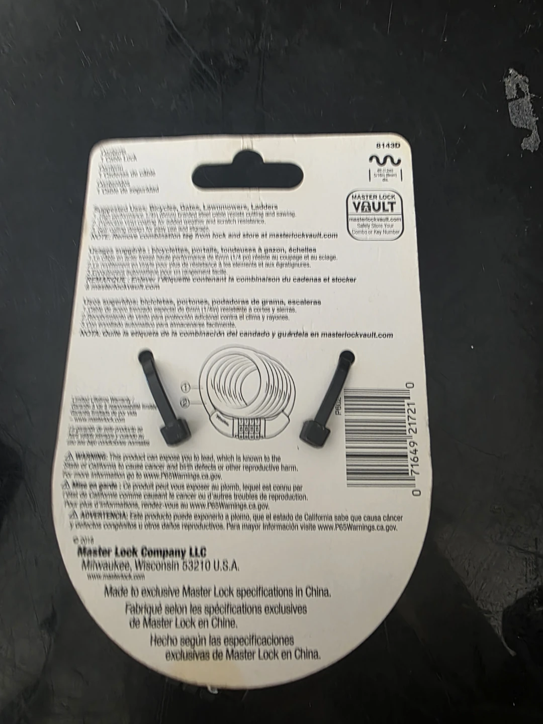 Master Lock 4ft Preset Combination Cable Lock - photo 2