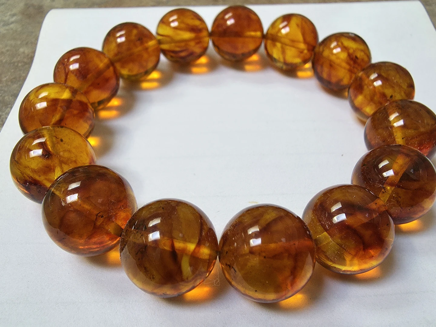 （ 100% 純天然琥珀）100%Natural Amber Bead Bracelet