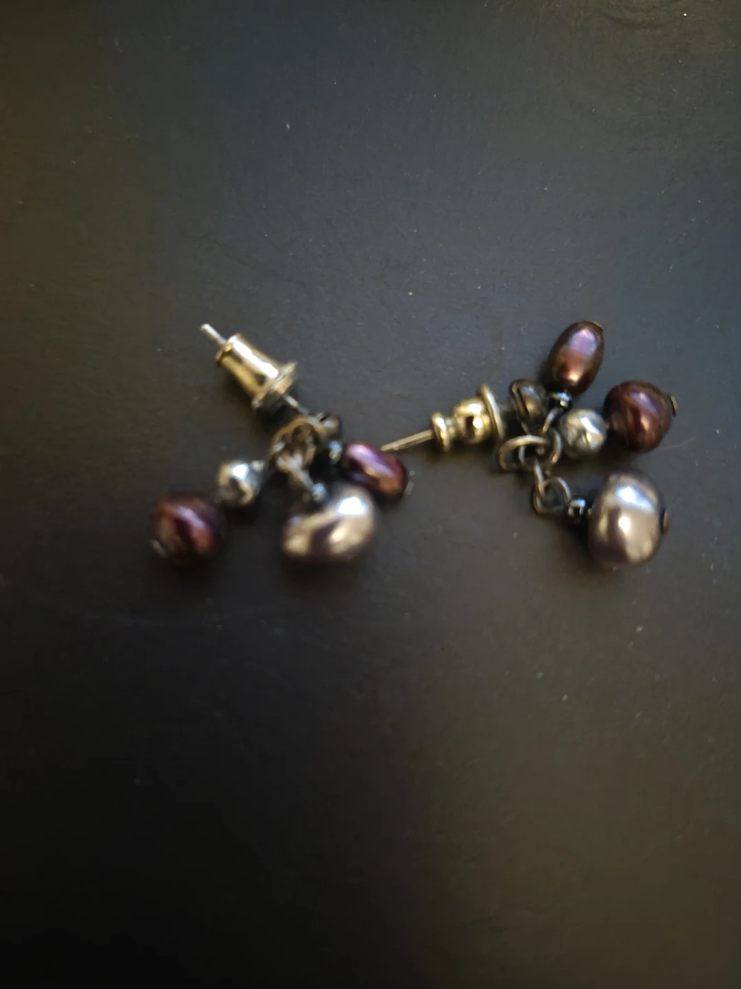 Dark Pearl Cluster Stud Earrings