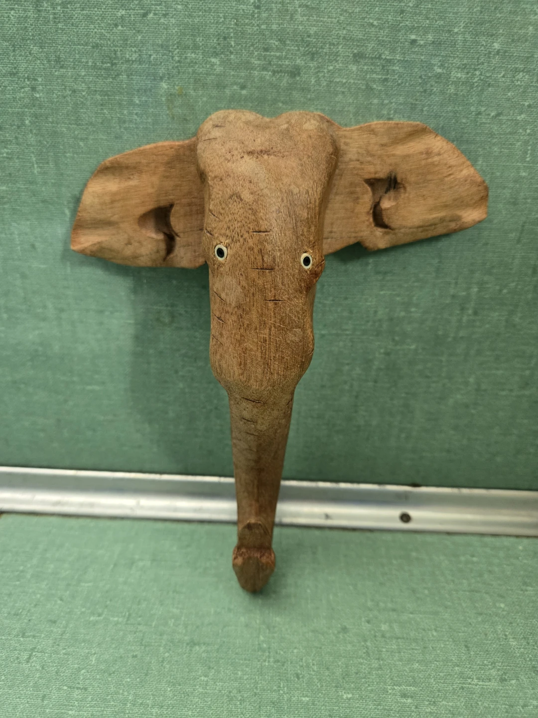 VINTAGE * Carved Wooden * ELEPHANT HEAD * Wall Hanging