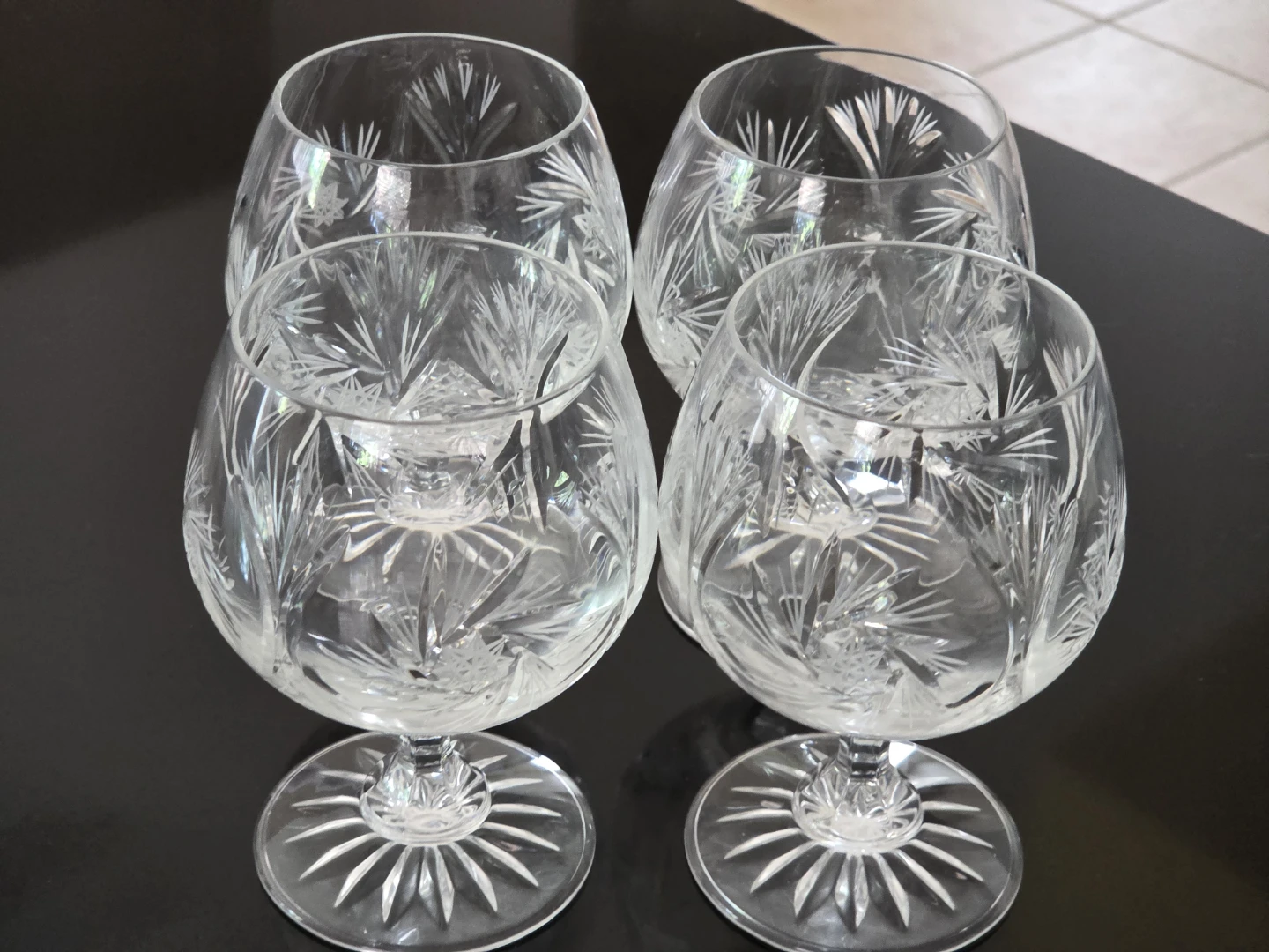 4 Crystal Brandy Glasses