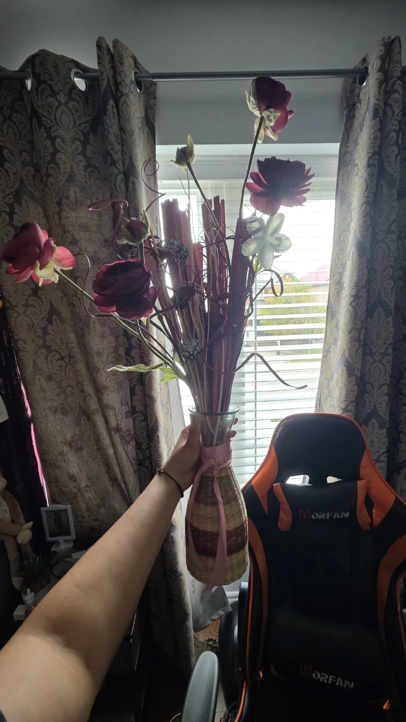 Artificial Flower Arrangement in Woven Vase