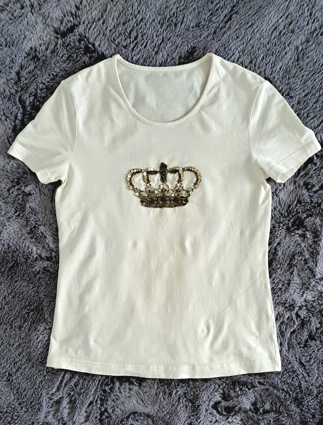 Escada Sport White T-Shirt with Sequin Crown