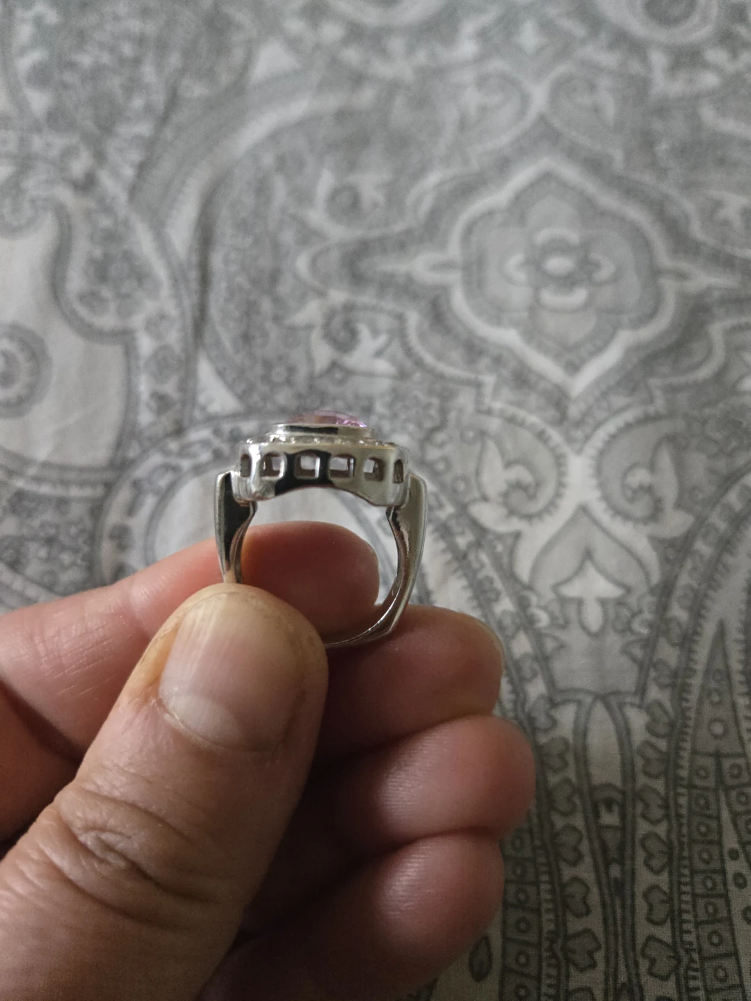 925 Sterling Silver Pink Stone Ring - photo 2