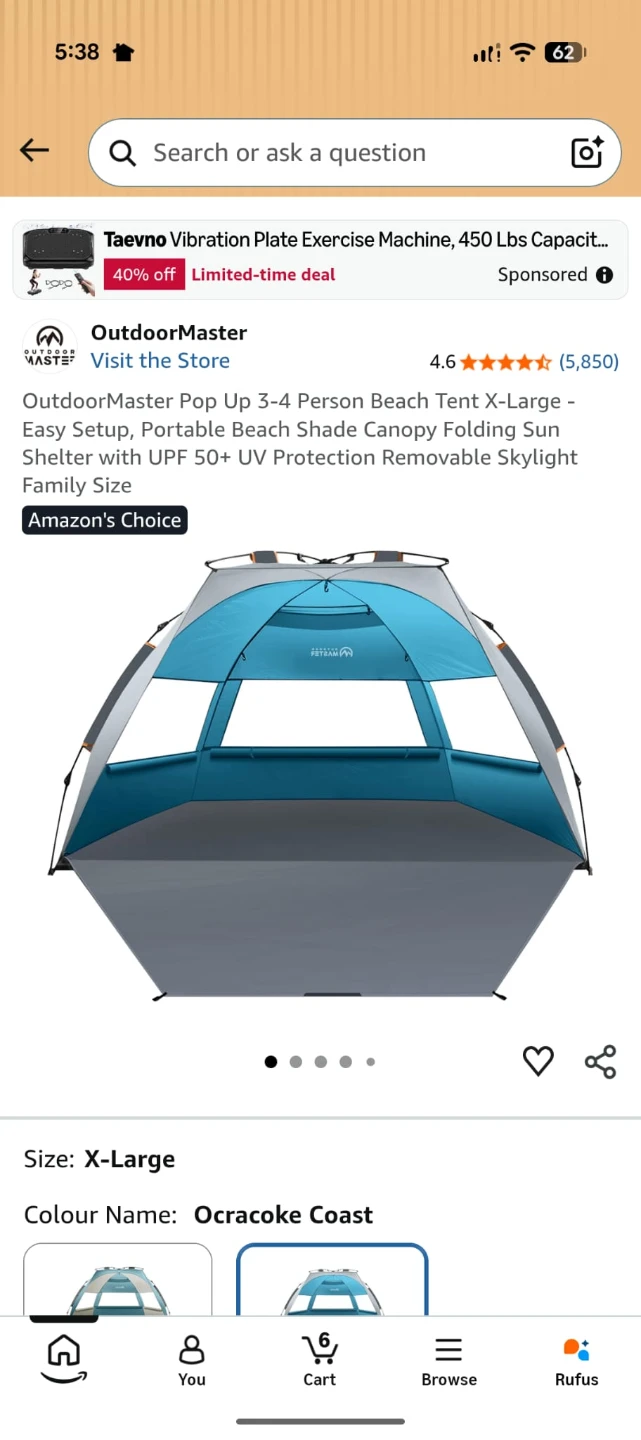 OutdoorMaster Pop Up Beach Tent X-Large