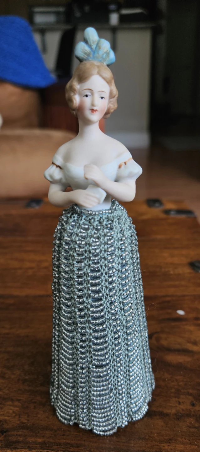 Porcelain Doll Figurine with Beaded Skirt - photo 2